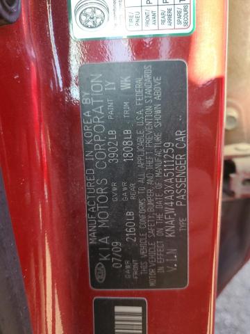 Photo 10 from auction – 2010 KIA FORTE SX with VIN KNAFW4A3XA5111259