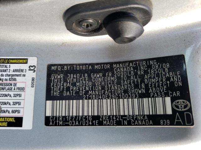 Photo 10 from auction – 2009 TOYOTA COROLLA BA with VIN 2T1BU40E29C100393