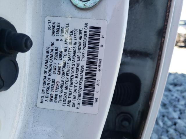 Photo 10 from auction – 2012 HONDA CIVIC EX with VIN 2HGFB2F8XCH574295