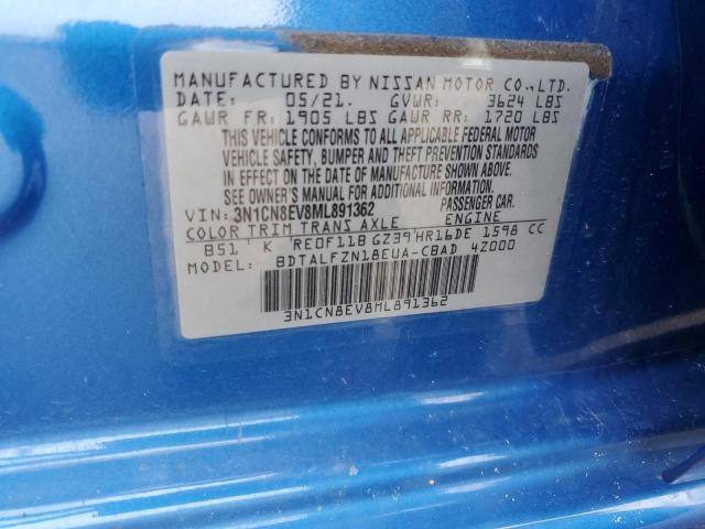 Photo 10 from auction – 2021 NISSAN VERSA SV with VIN 3N1CN8EV8ML891362