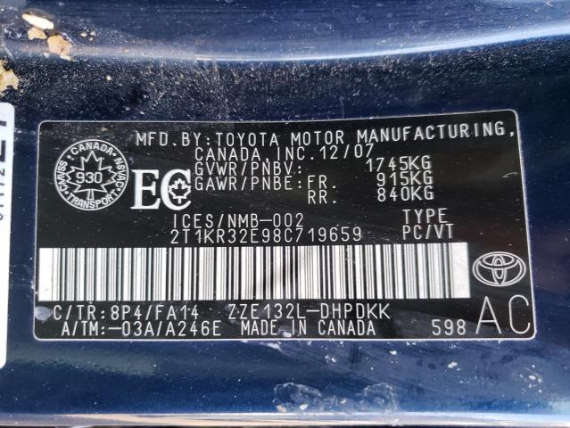 Photo 10 from auction – 2008 TOYOTA COROLLA MA with VIN 2T1KR32E98C719659