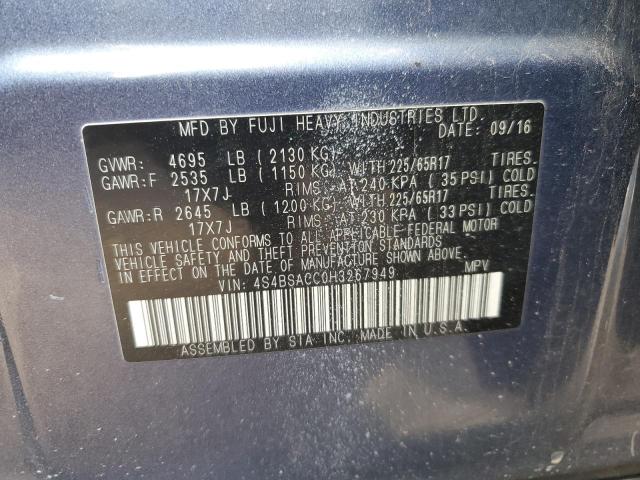Photo 10 from auction – 2017 SUBARU OUTBACK 2. with VIN 4S4BSACC0H3267949
