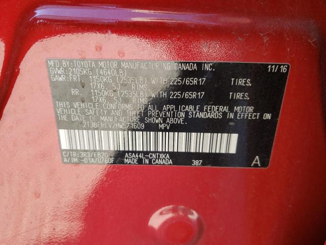 Photo 10 from auction – 2017 TOYOTA RAV4 LE with VIN 2T3BFREV2HW571609