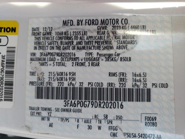 Photo 10 from auction – 2013 FORD FUSION S with VIN 3FA6P0G79DR202016
