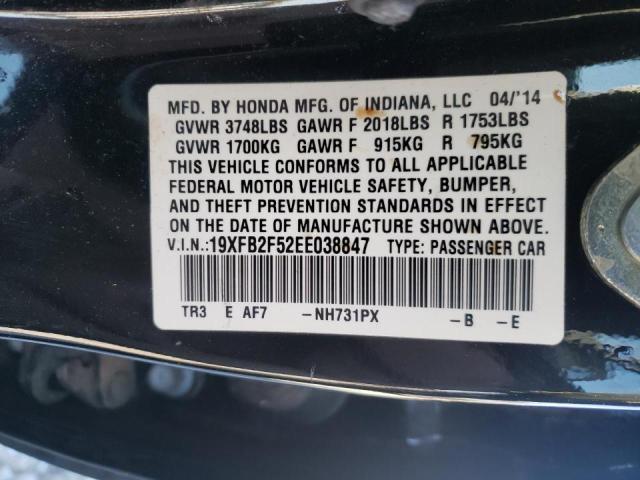 Photo 10 from auction – 2014 HONDA CIVIC LX with VIN 19XFB2F52EE038847