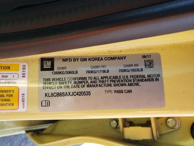 Photo 10 from auction – 2018 CHEVROLET SPARK LS with VIN KL8CB6SAXJC420535