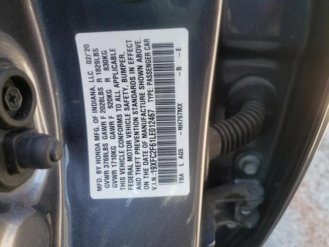 Photo 10 from auction – 2020 HONDA CIVIC LX with VIN 19XFC2F61LE012467