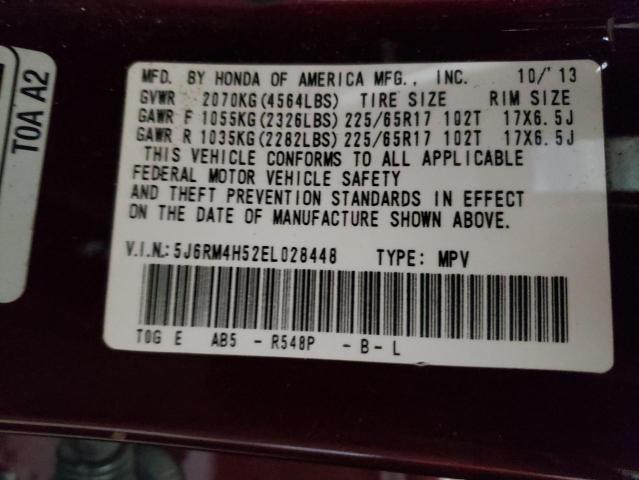 Photo 10 from auction – 2014 HONDA CR-V EX with VIN 5J6RM4H52EL028448