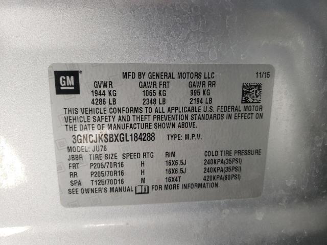 Photo 10 from auction – 2016 CHEVROLET TRAX LS with VIN 3GNCJKSBXGL184288