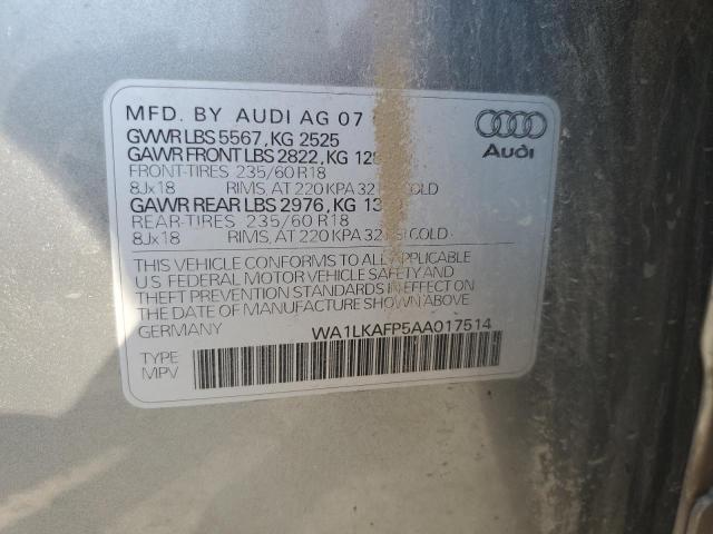 Photo 10 from auction – 2010 AUDI Q5 PREMIUM with VIN WA1LKAFP5AA017514