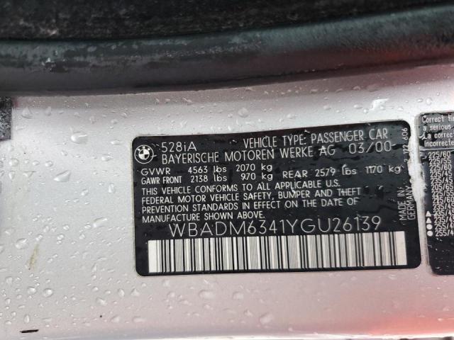 Photo 10 from auction – 2000 BMW 528 I AUTO with VIN WBADM6341YGU26139