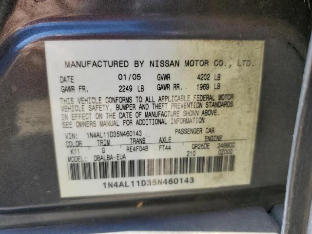 Photo 10 from auction – 2005 NISSAN ALTIMA S with VIN 1N4AL11D35N460143