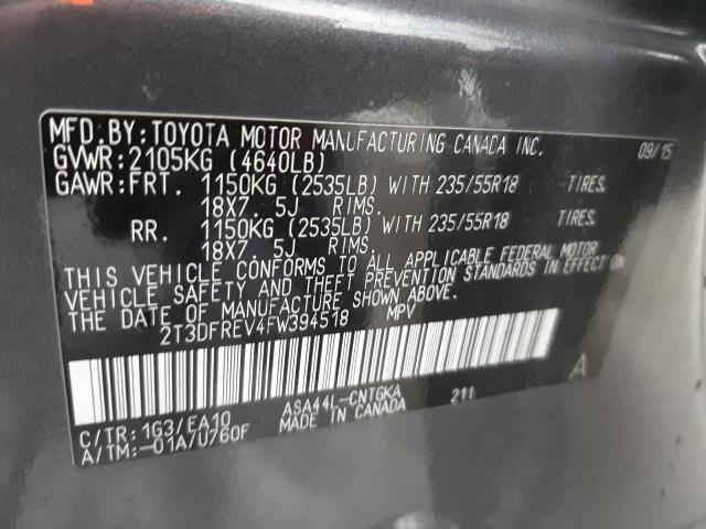 Photo 10 from auction – 2015 TOYOTA RAV4 LIMIT with VIN 2T3DFREV4FW394518