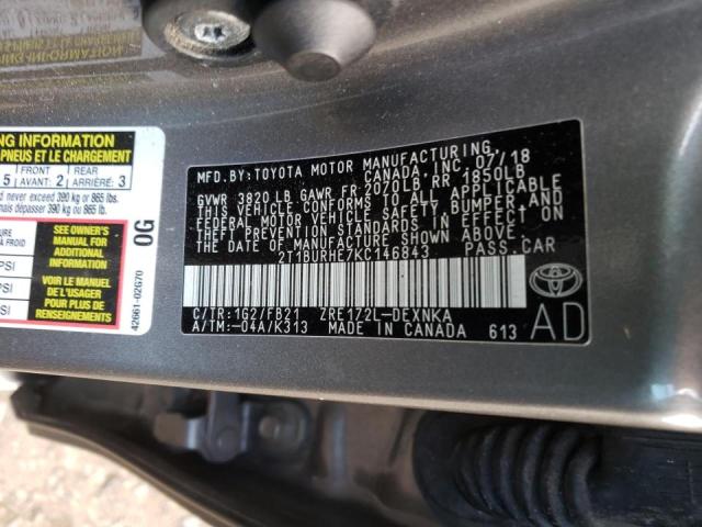 Photo 10 from auction – 2019 TOYOTA COROLLA L with VIN 2T1BURHE7KC146843