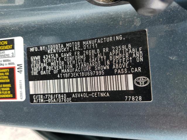 Photo 10 from auction – 2011 TOYOTA CAMRY BASE with VIN 4T1BF3EK1BU697995