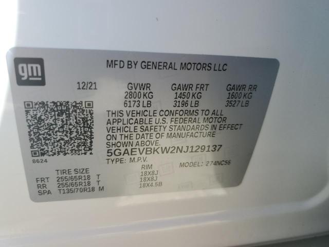 Photo 10 from auction – 2022 BUICK ENCLAVE PR with VIN 5GAEVBKW2NJ129137