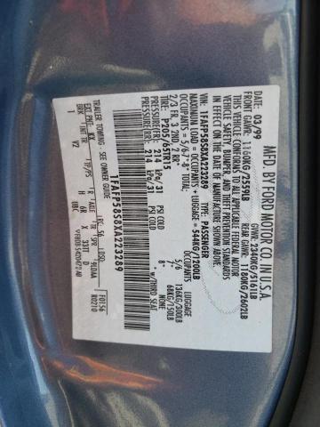 Photo 10 from auction – 1999 FORD TAURUS SE with VIN 1FAFP58S8XA223289