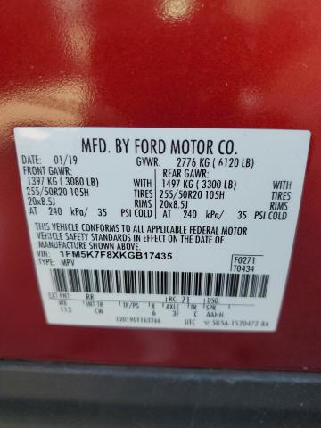 Photo 10 from auction – 2019 FORD EXPLORER L with VIN 1FM5K7F8XKGB17435