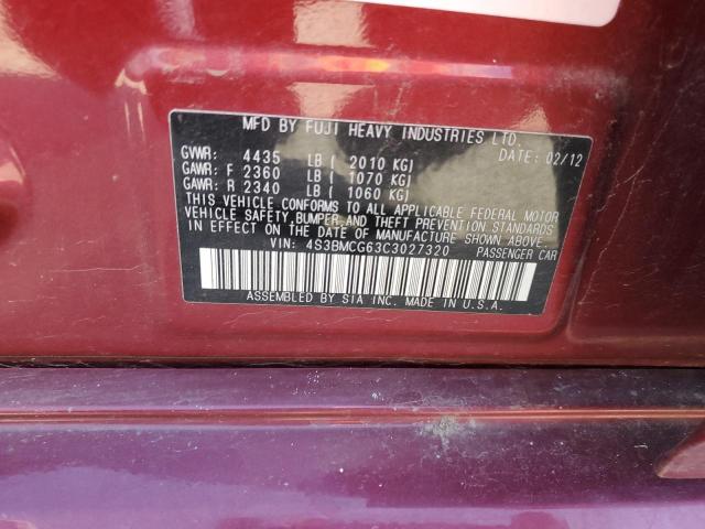 Photo 10 from auction – 2012 SUBARU LEGACY with VIN 4S3BMCG63C3027320