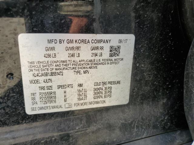 Photo 10 from auction – 2018 BUICK ENCORE PRE with VIN KL4CJASB1JB551472
