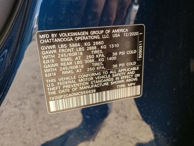 Photo 10 from auction – 2021 VOLKSWAGEN ATLAS S with VIN 1V2GP2CA0MC555639