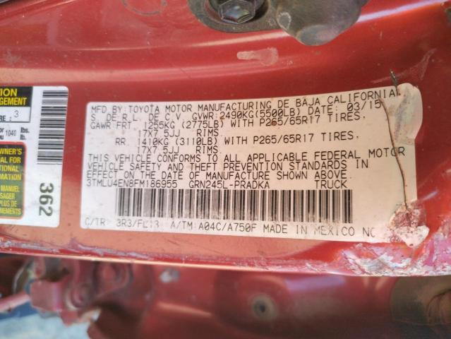 Photo 10 from auction – 2015 TOYOTA TACOMA DOU with VIN 3TMLU4EN8FM186955
