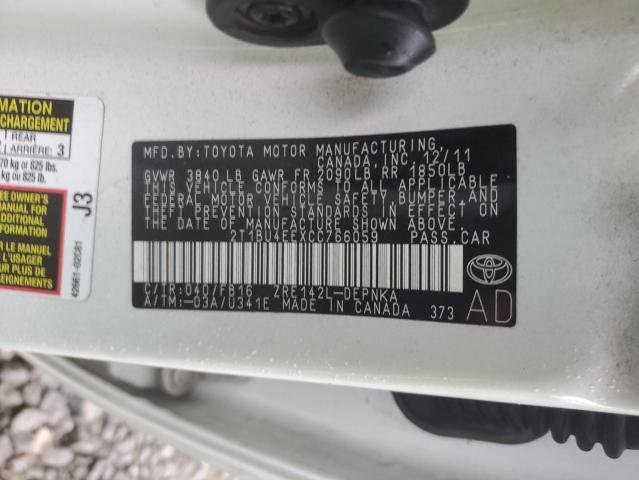 Photo 10 from auction – 2012 TOYOTA COROLLA BA with VIN 2T1BU4EEXCC766059