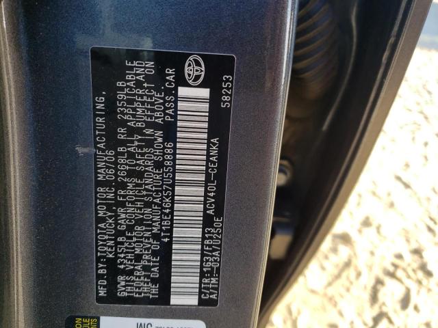 Photo 10 from auction – 2007 TOYOTA CAMRY CE with VIN 4T1BE46K57U558886