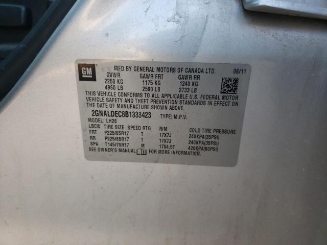 Photo 10 from auction – 2011 CHEVROLET EQUINOX LT with VIN 2GNALDEC8B1333423