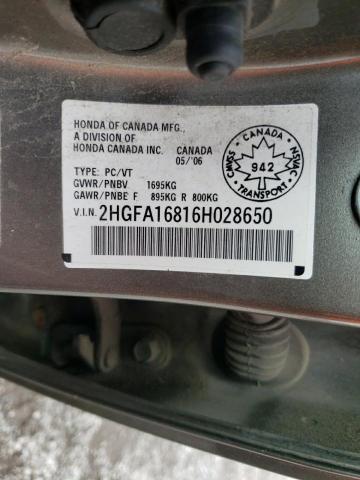 Photo 10 from auction – 2006 HONDA CIVIC EX with VIN 2HGFA16816H028650