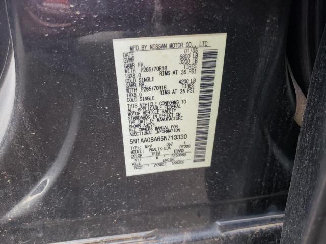 Photo 10 from auction – 2005 NISSAN ARMADA SE with VIN 5N1AA08A65N713330