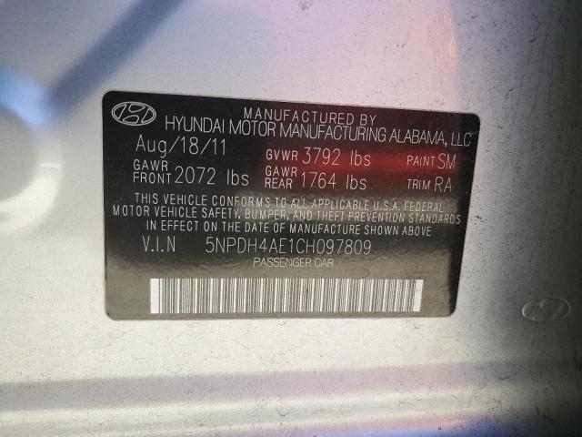 Photo 10 from auction – 2012 HYUNDAI ELANTRA GL with VIN 5NPDH4AE1CH097809