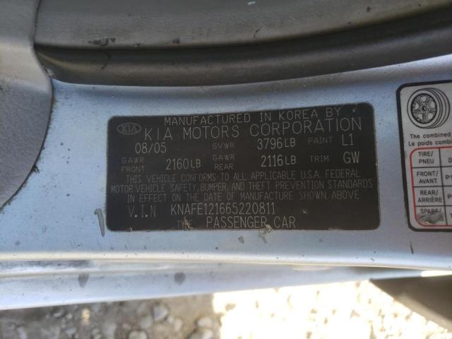 Photo 10 from auction – 2006 KIA SPECTRA LX with VIN KNAFE121665220811