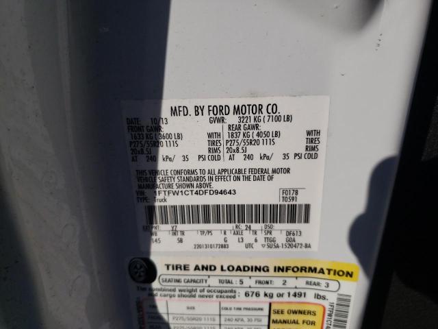 Photo 10 from auction – 2013 FORD F150 SUPER with VIN 1FTFW1CT4DFD94643