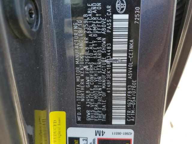 Photo 10 from auction – 2011 TOYOTA CAMRY BASE with VIN 4T4BF3EK1BR134483