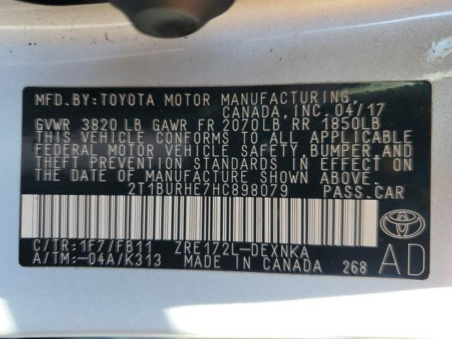 Photo 10 from auction – 2017 TOYOTA COROLLA L with VIN 2T1BURHE7HC898079