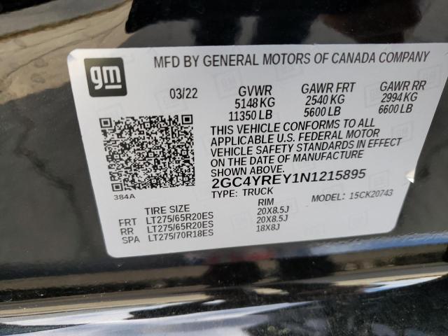 Photo 10 from auction – 2022 CHEVROLET SILVERADO with VIN 2GC4YREY1N1215895