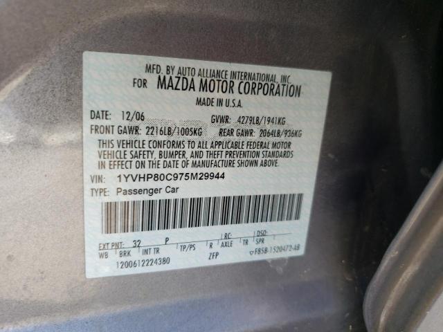 Photo 10 from auction – 2007 MAZDA 6 I with VIN 1YVHP80C975M29944