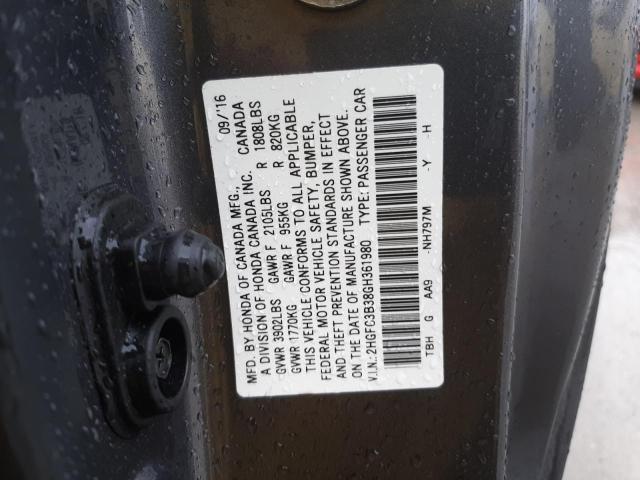 Photo 10 from auction – 2016 HONDA CIVIC EX with VIN 2HGFC3B38GH361980