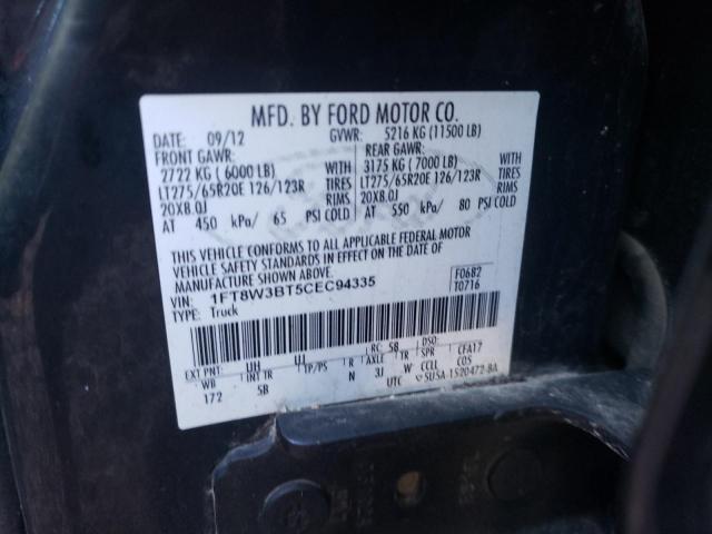 Photo 10 from auction – 2012 FORD F350 SUPER with VIN 1FT8W3BT5CEC94335