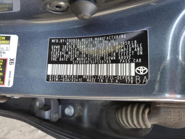 Photo 10 from auction – 2016 TOYOTA COROLLA L with VIN 5YFBURHE9GP508789