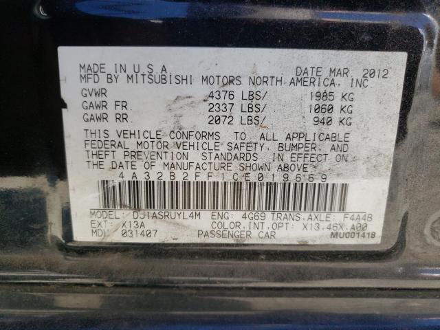 Photo 10 from auction – 2012 MITSUBISHI GALANT FE with VIN 4A32B2FF1CE019669