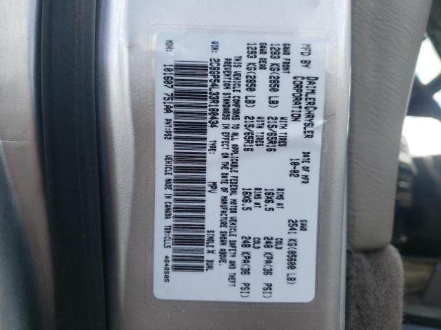 Photo 10 from auction – 2003 CHRYSLER TOWN & COU with VIN 2C8GP54L33R180434