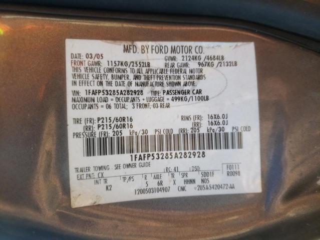 Photo 10 from auction – 2005 FORD TAURUS SE with VIN 1FAFP53285A282928