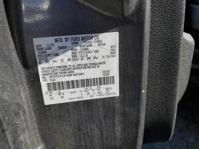 Photo 10 from auction – 2011 FORD F150 SUPER with VIN 1FTFX1CFXBFA27251