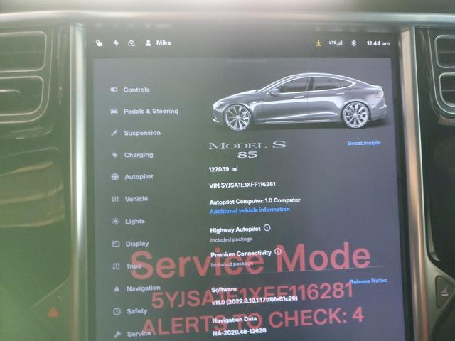 Photo 8 from auction – 2015 TESLA MODEL S with VIN 5YJSA1E1XFF116281