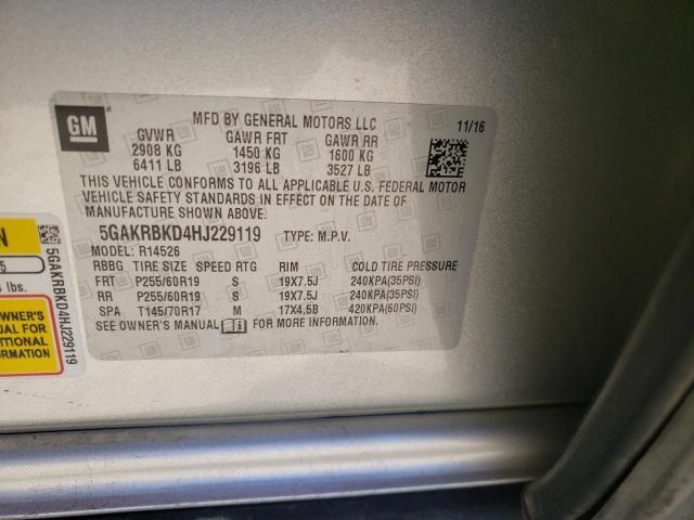 Photo 10 from auction – 2017 BUICK ENCLAVE with VIN 5GAKRBKD4HJ229119