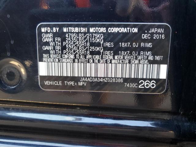 Photo 10 from auction – 2017 MITSUBISHI OUTLANDER with VIN JA4AD3A34HZ028386