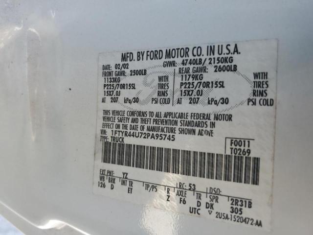 Photo 10 from auction – 2002 FORD RANGER SUP with VIN 1FTYR44U72PA95745