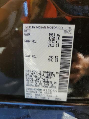 Photo 10 from auction – 2021 NISSAN ALTIMA SR with VIN 1N4BL4CV9MN415055